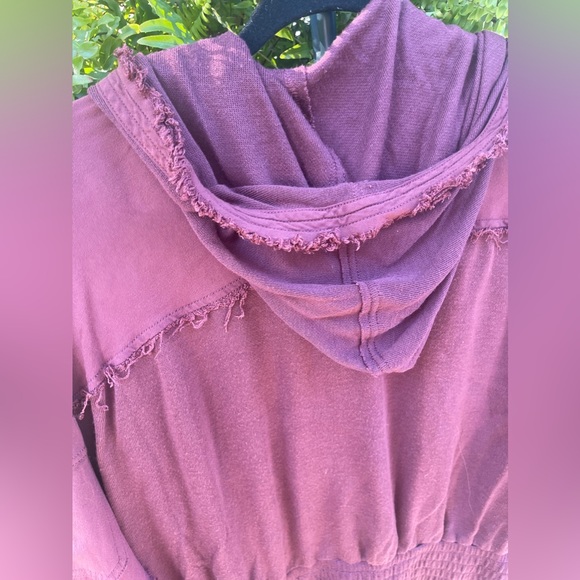 Free People Movement Windy Meadow Maroon/Burgundy Cropped Hoodie Sz Small - Picture 10 of 15